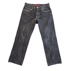 Coogi Jeans Men's W36 L32 Black Denim Crown Insignia Embroidered Straight Y2K